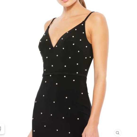 SOLD - RHINESTONE EMBELLISHED V-NECK GOWN Size O COLOR — Black New With Tags - Picture 5 of 7